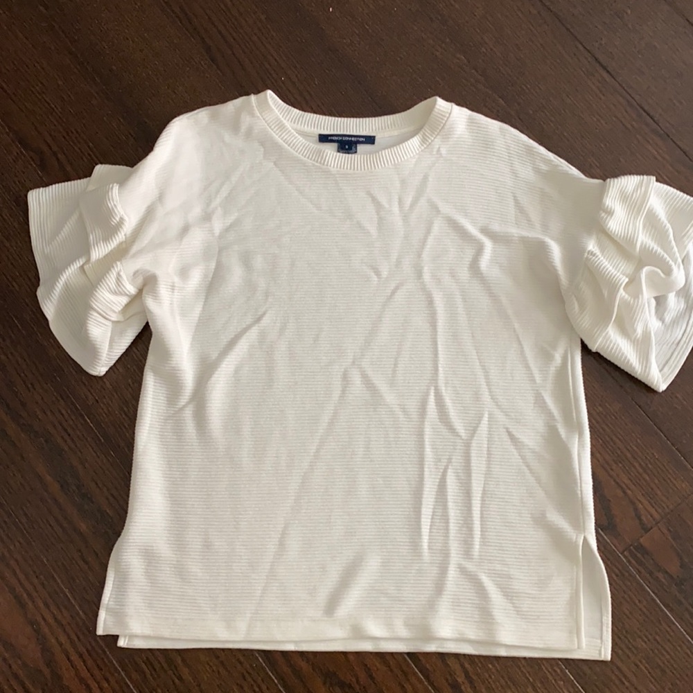 French connection white ruffle sleeve top